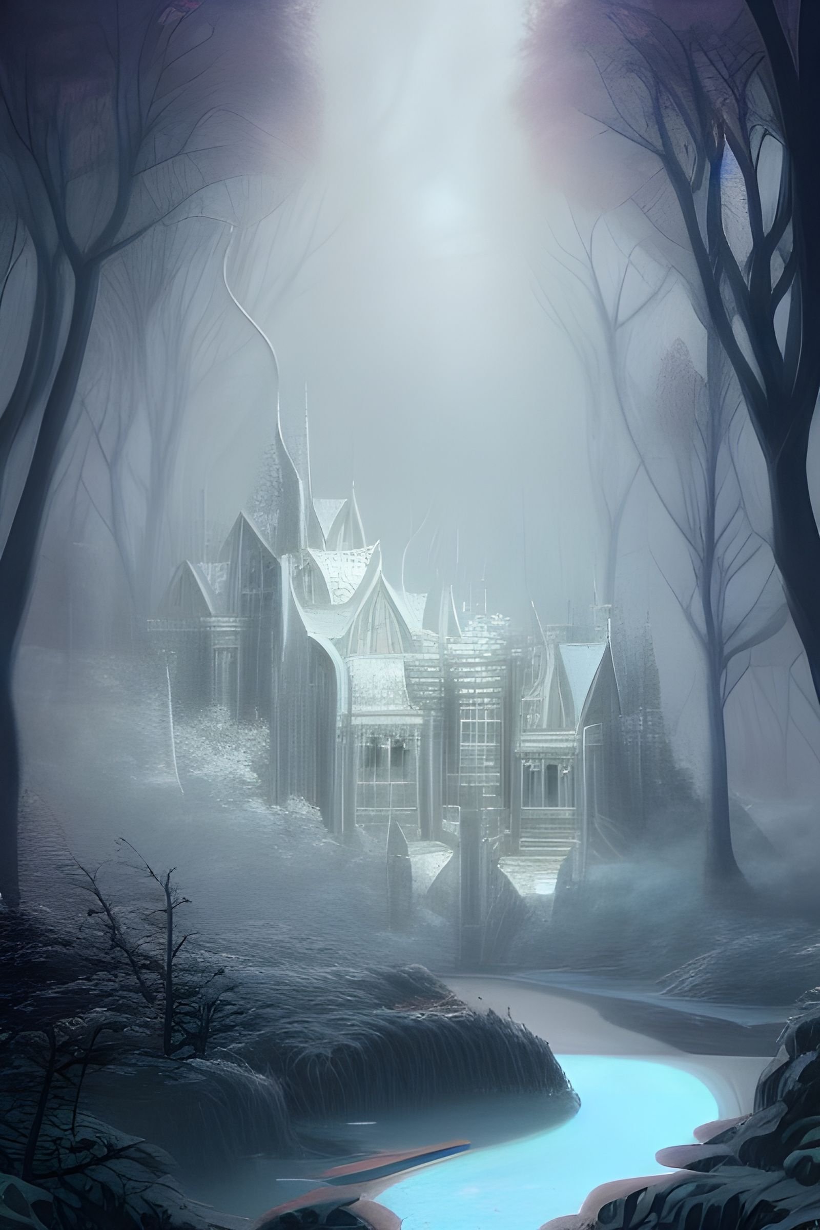 Icy Elven Kingdom: Photorealistic Digital Illustration