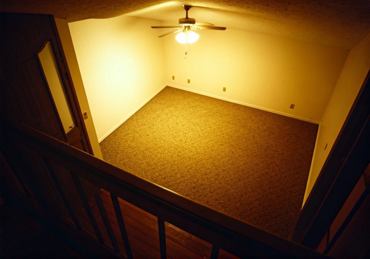 Surreal Empty Living Room: 80s-90s Kodak Photo