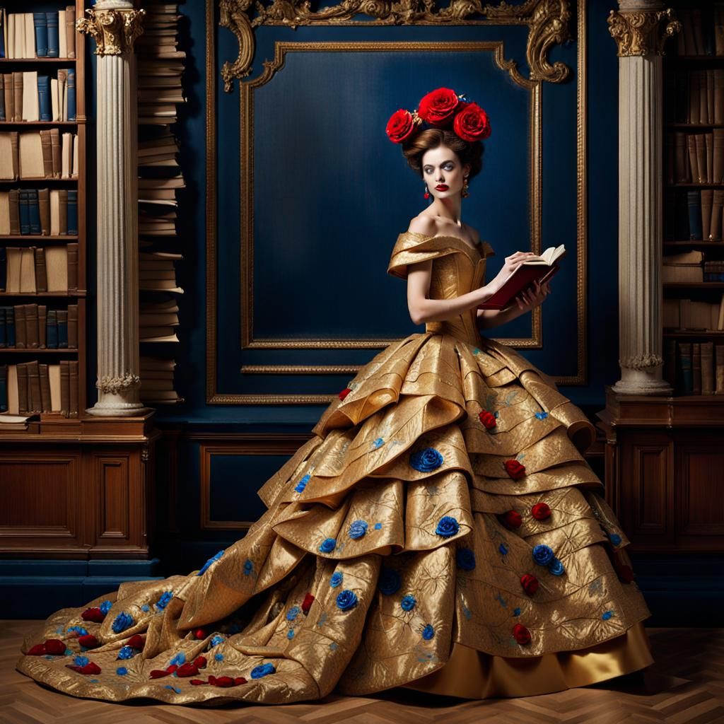 Belle in Library: High Fashion Editorial Photography