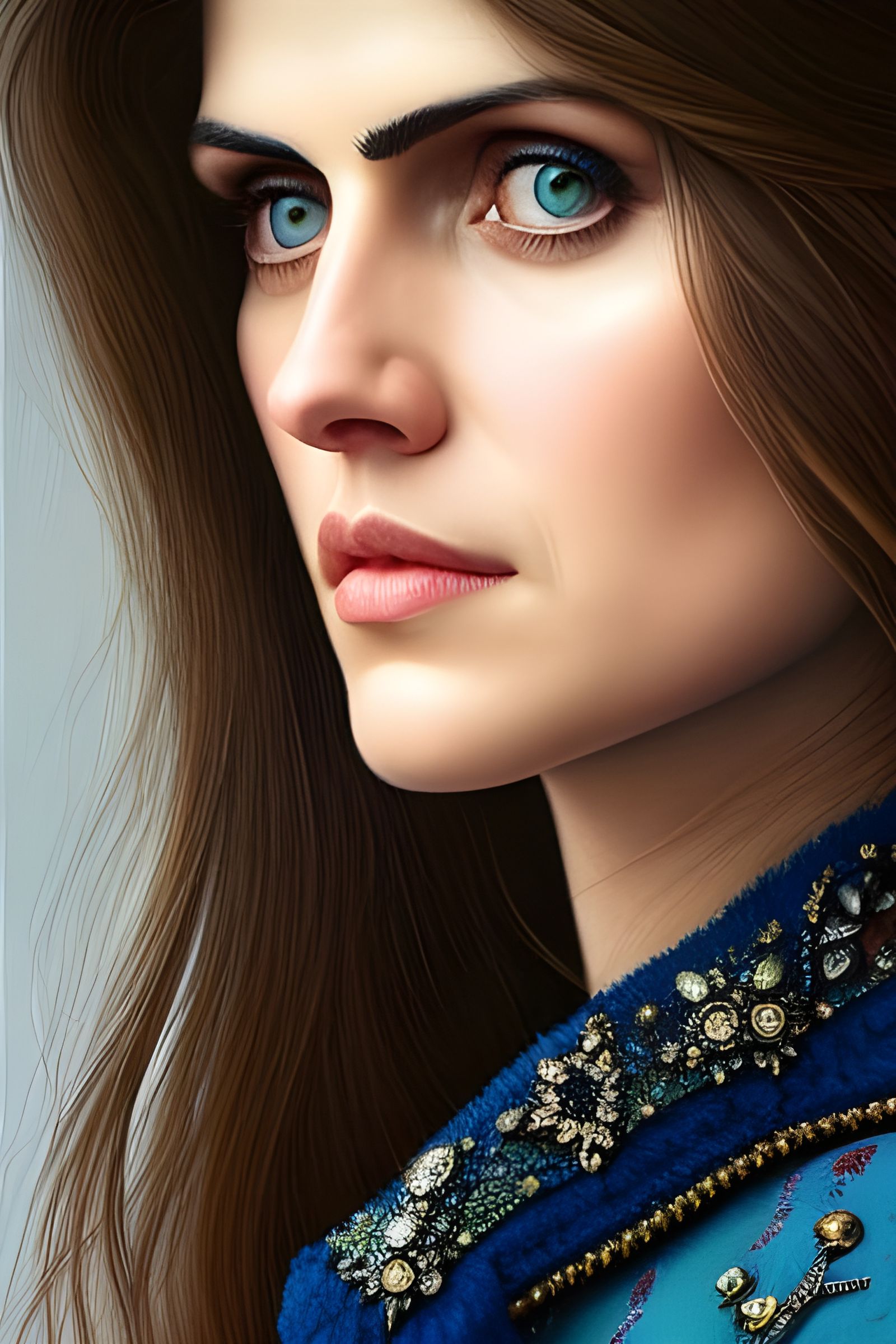 portrait of Alexandra Daddario, side view