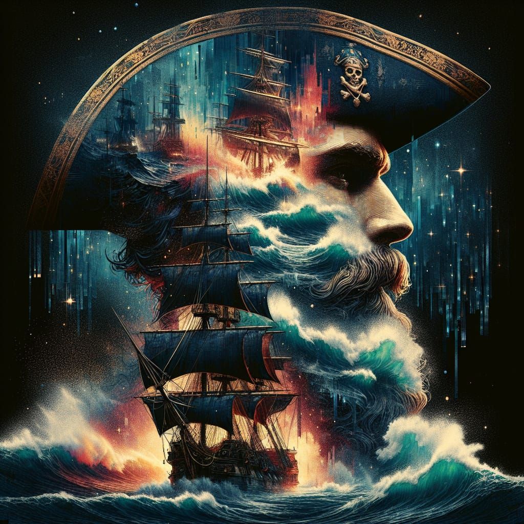 Double exposure Pirate adventure fantasy epic