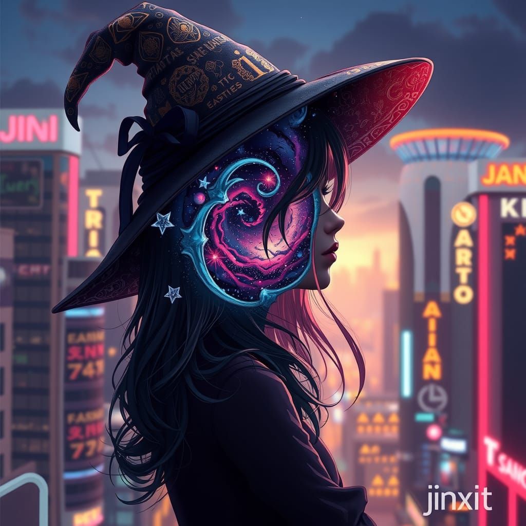 Anime Woman with Galactic Victorian Hat