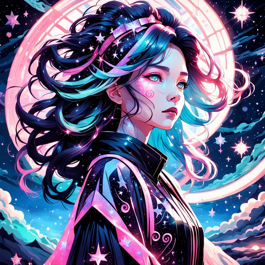 Celestial Princess with Pink and Black Hair