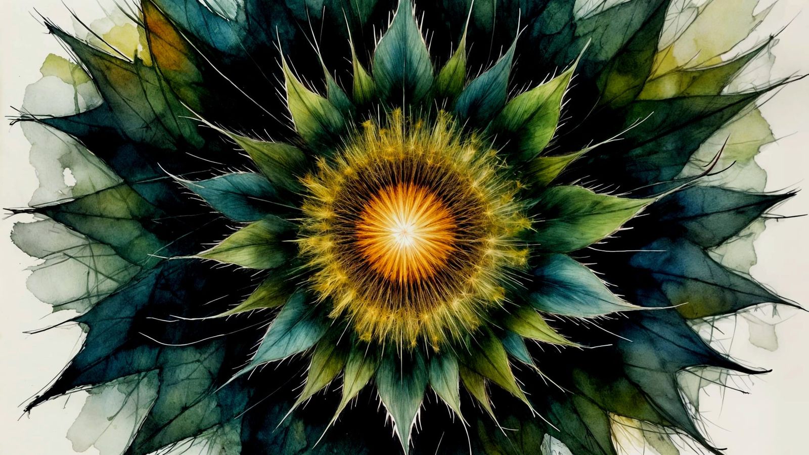 Cosmic Ink Abstraction in Forest Green