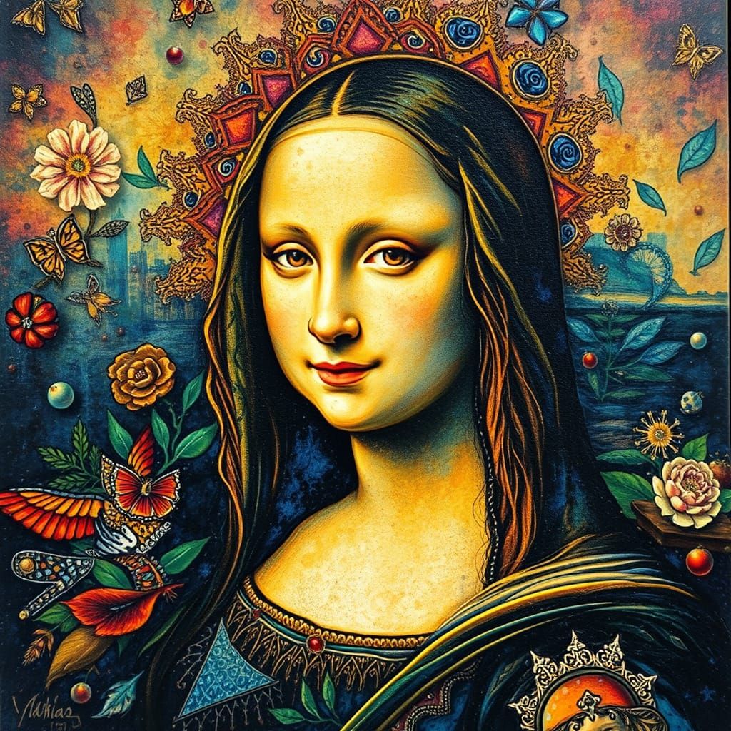 Ethereal Wisdom Queen in Brocade Impasto Majesty