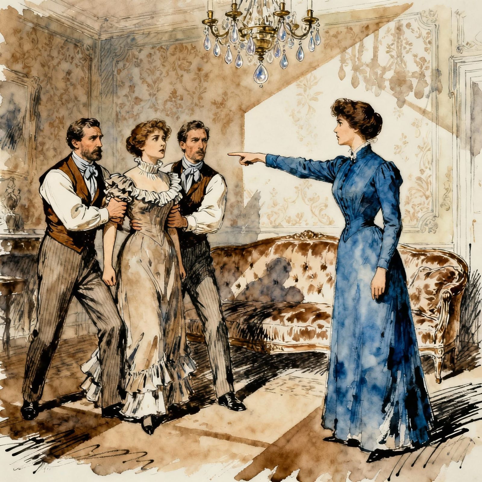 Dramatic Paris Salon Confrontation: 19th Century Accusation