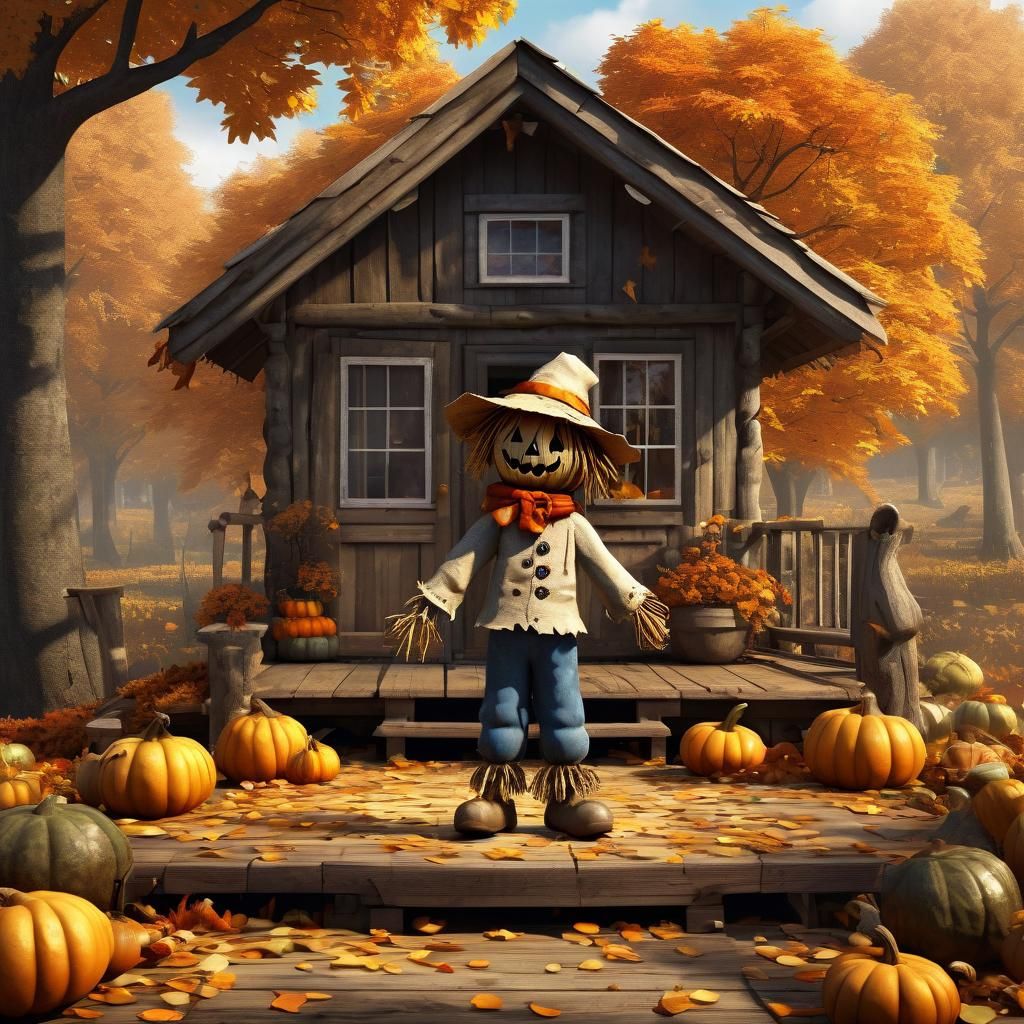 Autumn Scarecrow Minimalist Poster Art