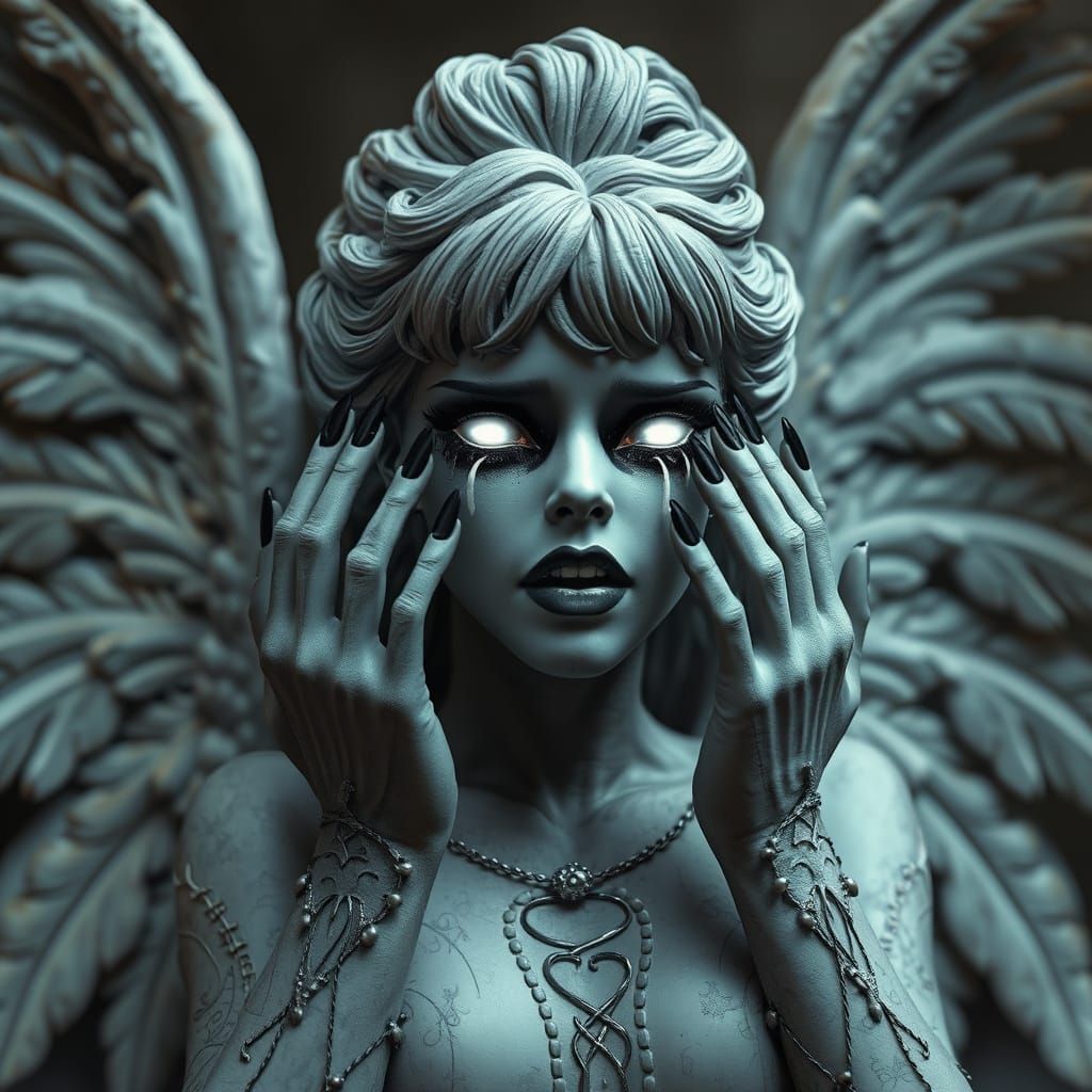 Ethereal Dark Angel in Gothic Attire