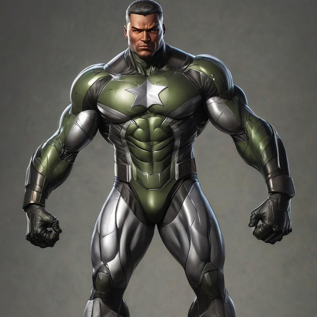 Military Superhero in Comic Book Style Art