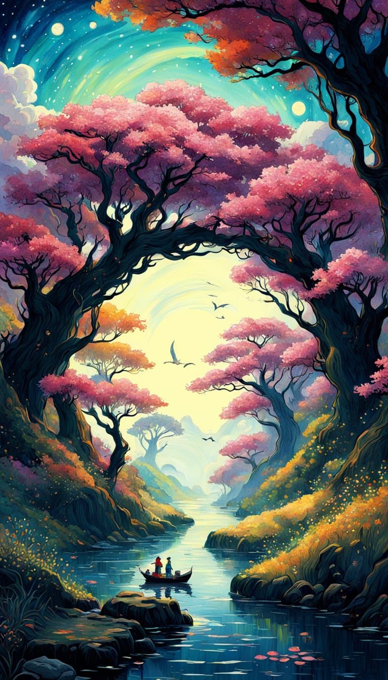 Colorful Sci-Fi Fairytale in Van Gogh Style