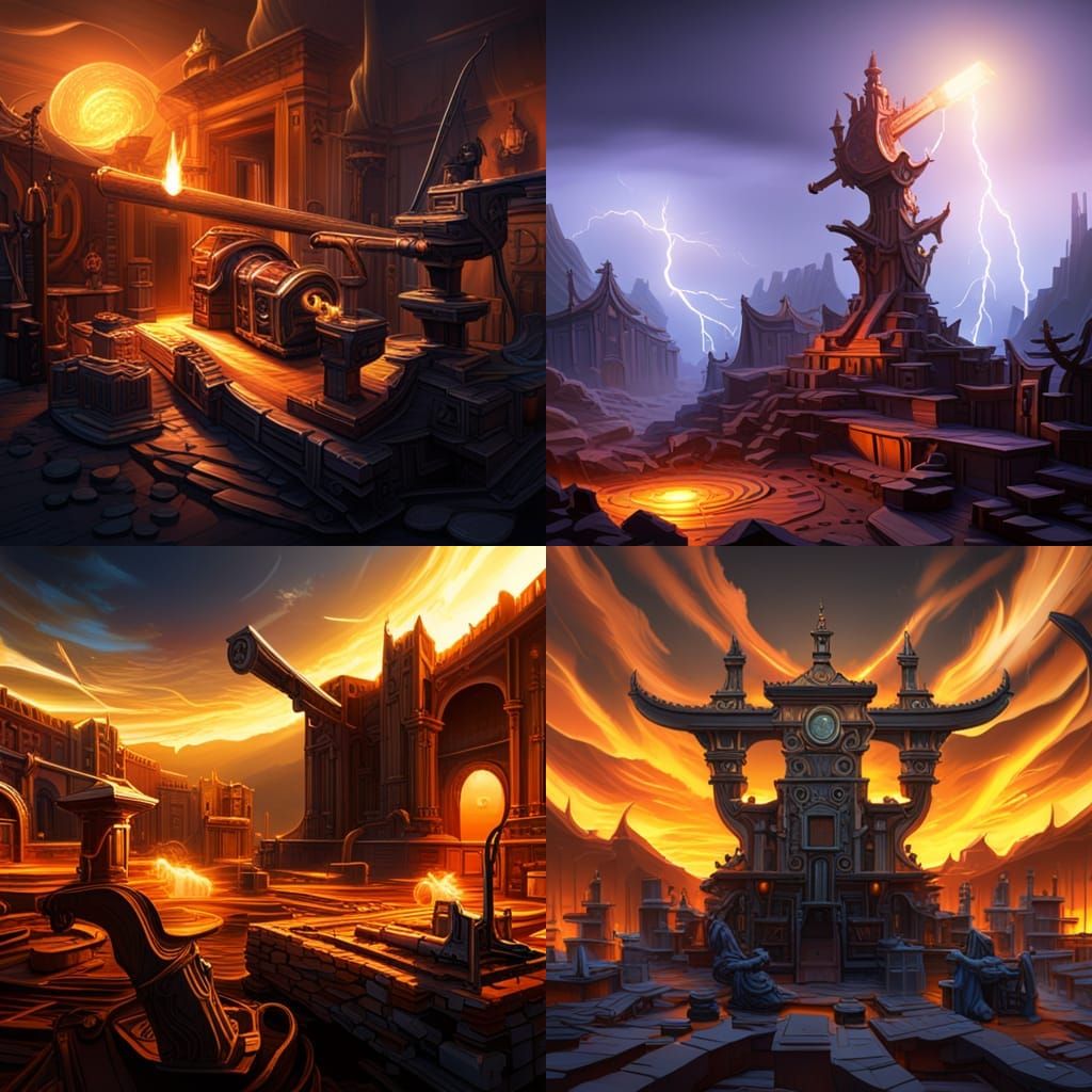 Dark Fantasy Blacksmith Instrument in Maximalist Detail