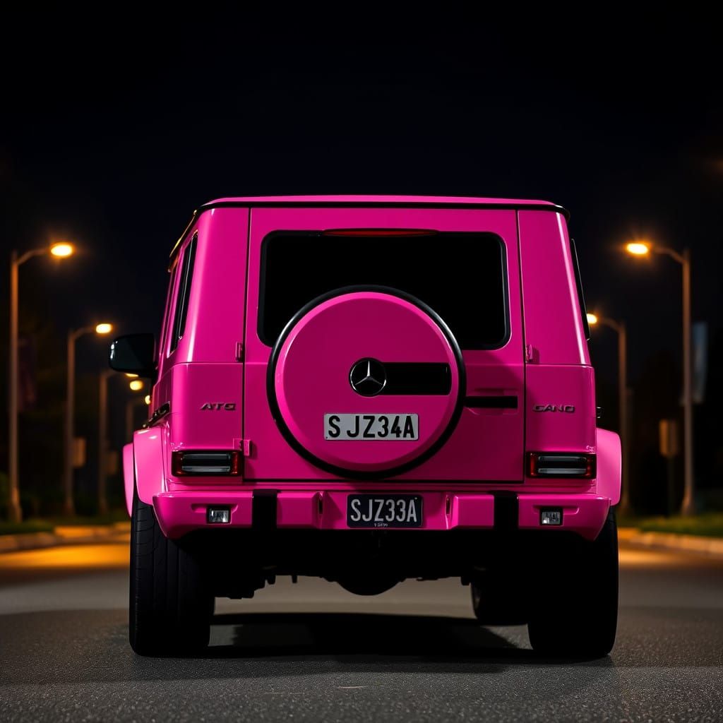 Surreal Nighttime Pink Mercedes-Benz G-Wagon