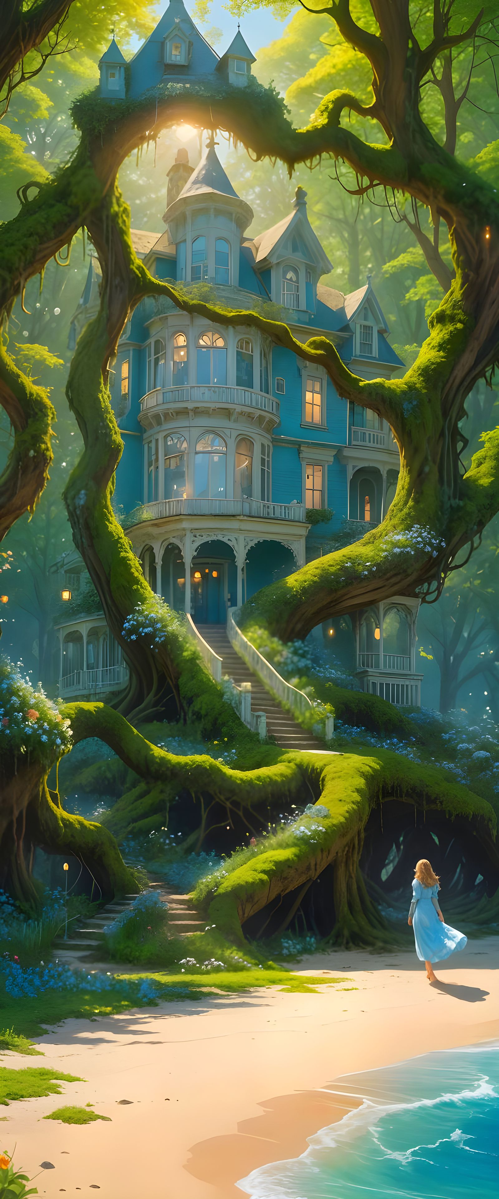 Victorian Mansion Glows in Sunny Beachside Forest