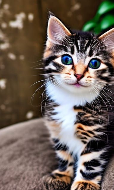 Adorable Fluffy Kitten Portrait in Hyperrealism