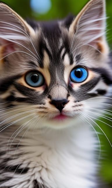 Hyperrealistic Kitten Portrait with Perfect Eyes