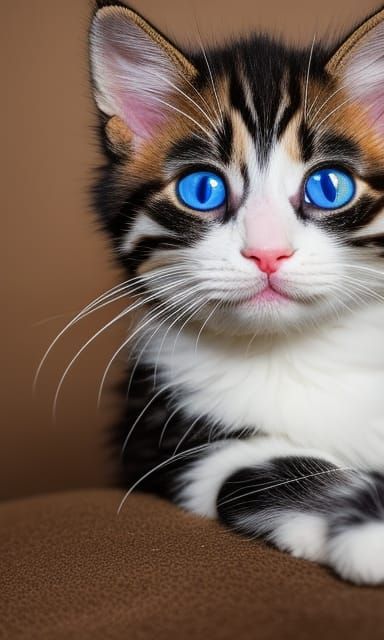 Adorable Fluffy Kitten Portrait in Hyperrealism