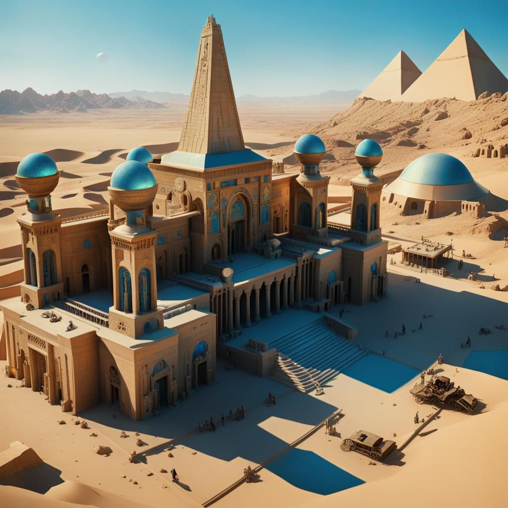 Steampunk Egyptian Necropolis in Escher Style