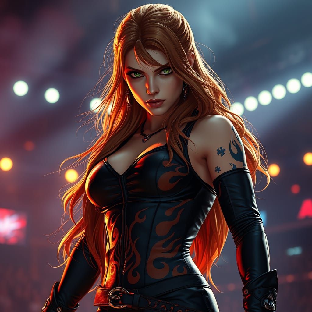 Fierce Wrestler in Smoky Arena: 3D Anime Art