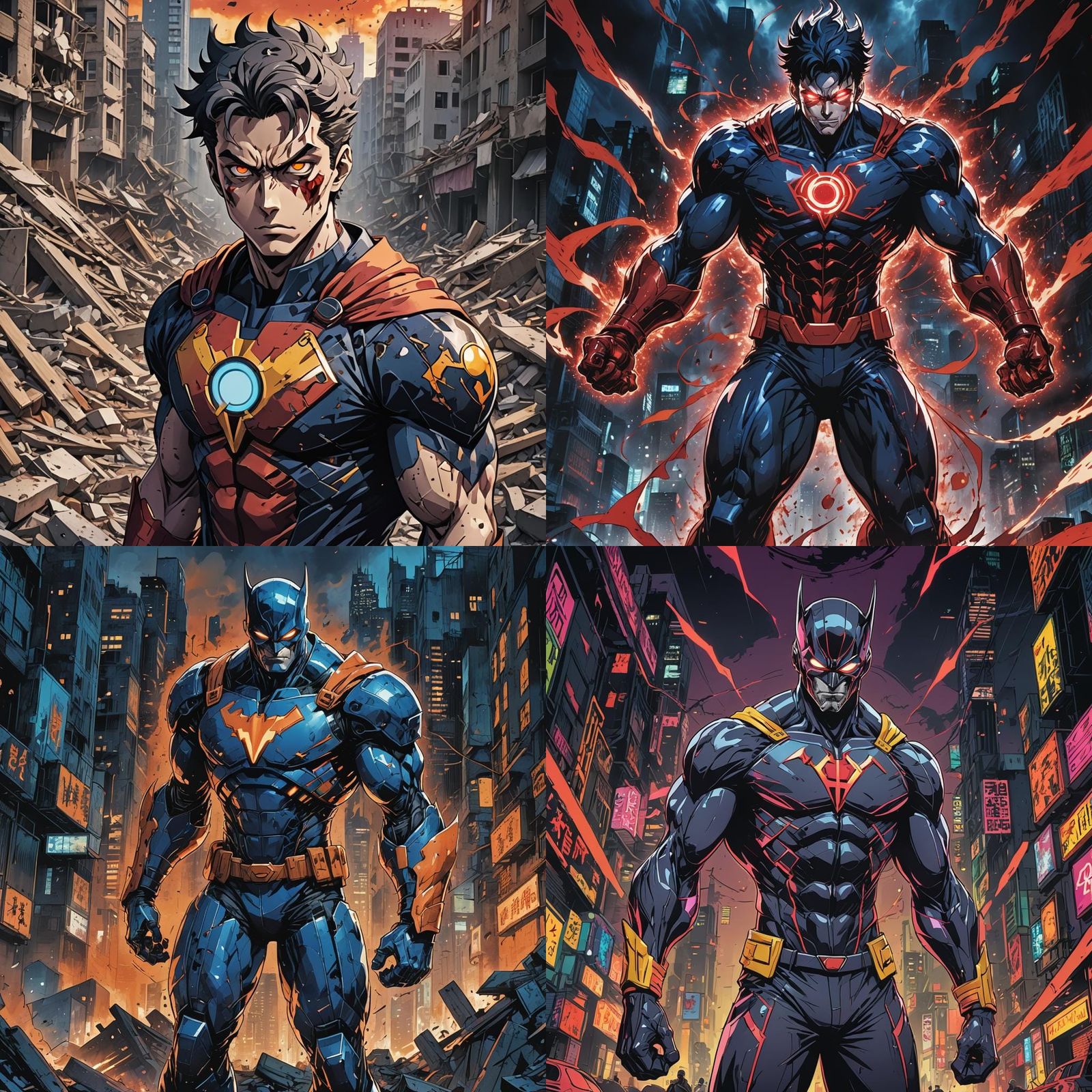 Menacing Anime Superhero in Cel-Shaded Style