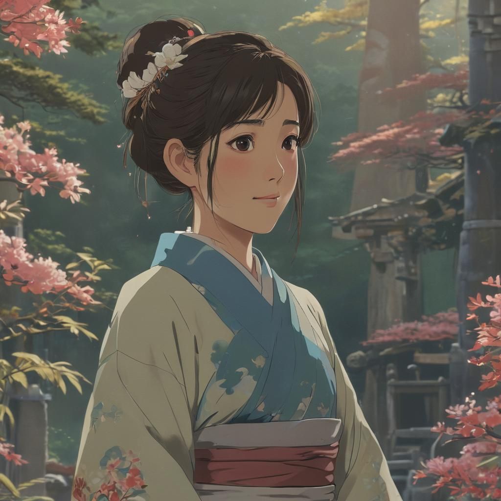 Ancient Japanese Princess Portrait in Anime Style