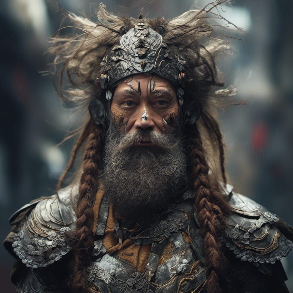 Dwarf Warrior Portrait with Long Beard and Armor