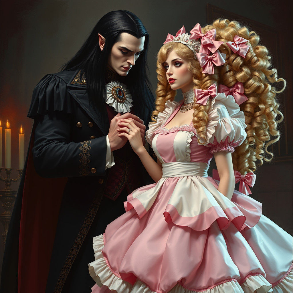 Vampire King and Maid in Dark Romantic Style