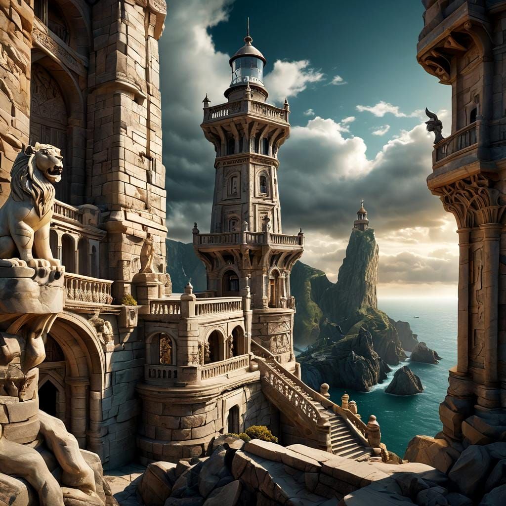 Cham Architecture Lighthouse Under Starry Sky