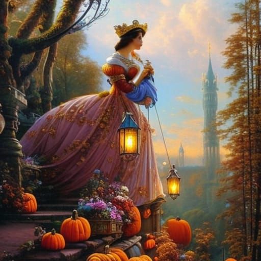 Picturesque Autumn Town in a Fantasy Art Style