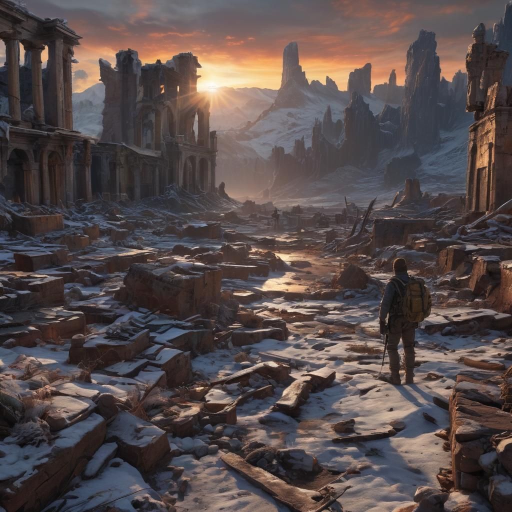 Magnificent Sunset on Earth's Last Day: A Matte Painting