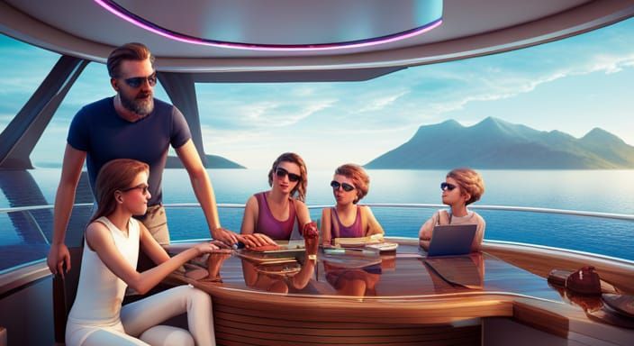 Family trip in a yacht