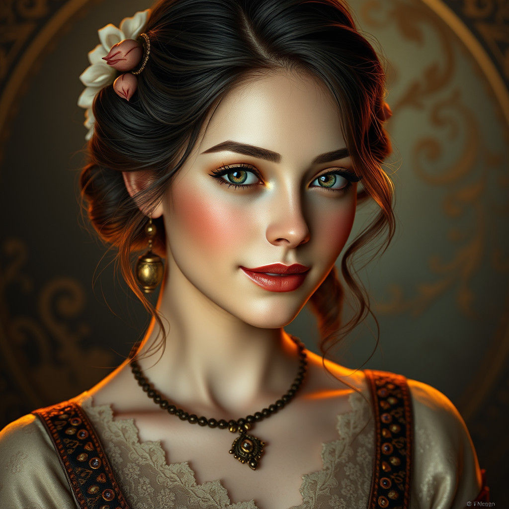 Enchanting Woman Portrait in Art Nouveau Style