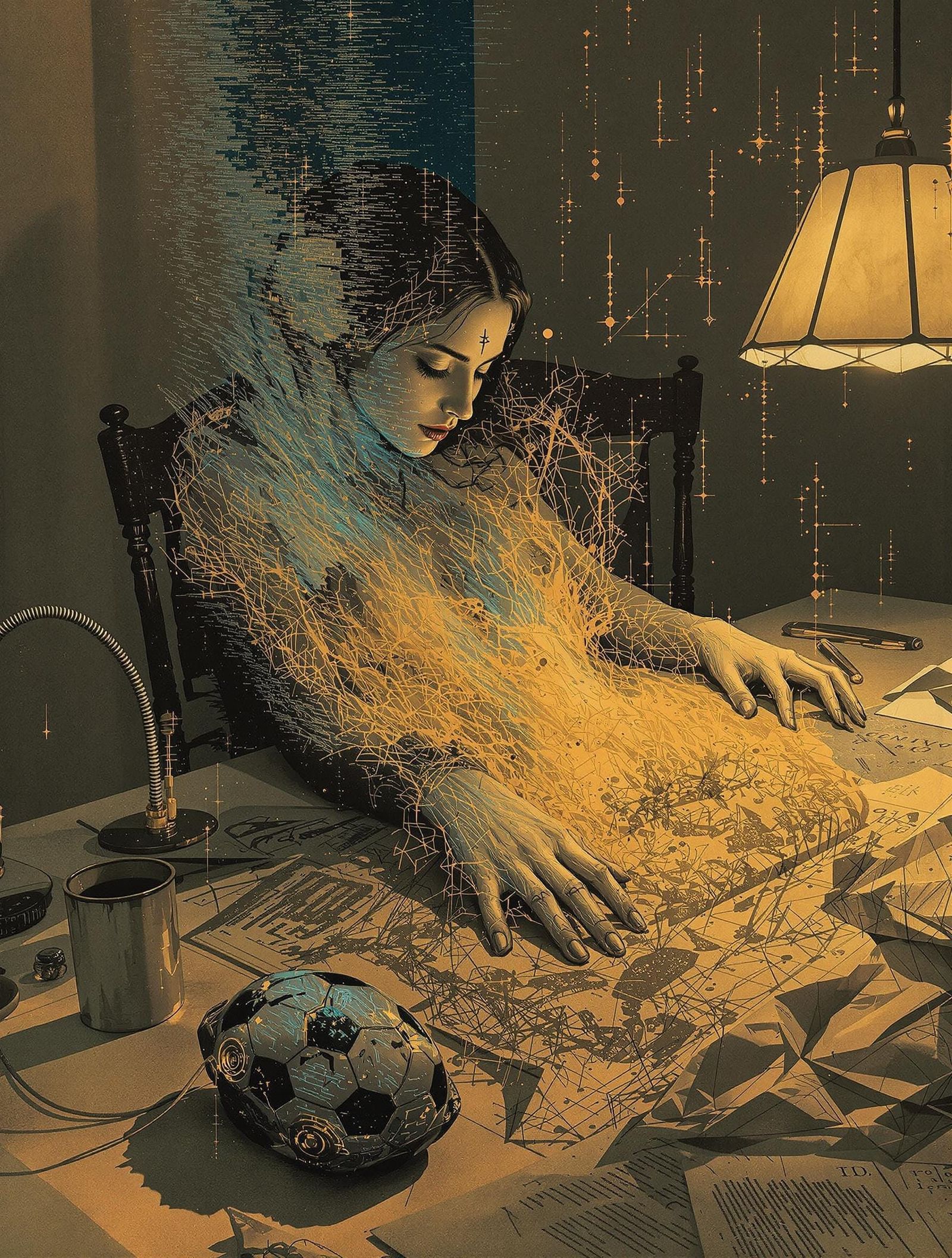 Lithograph of Burnout with Crystalline Data Overgrowth