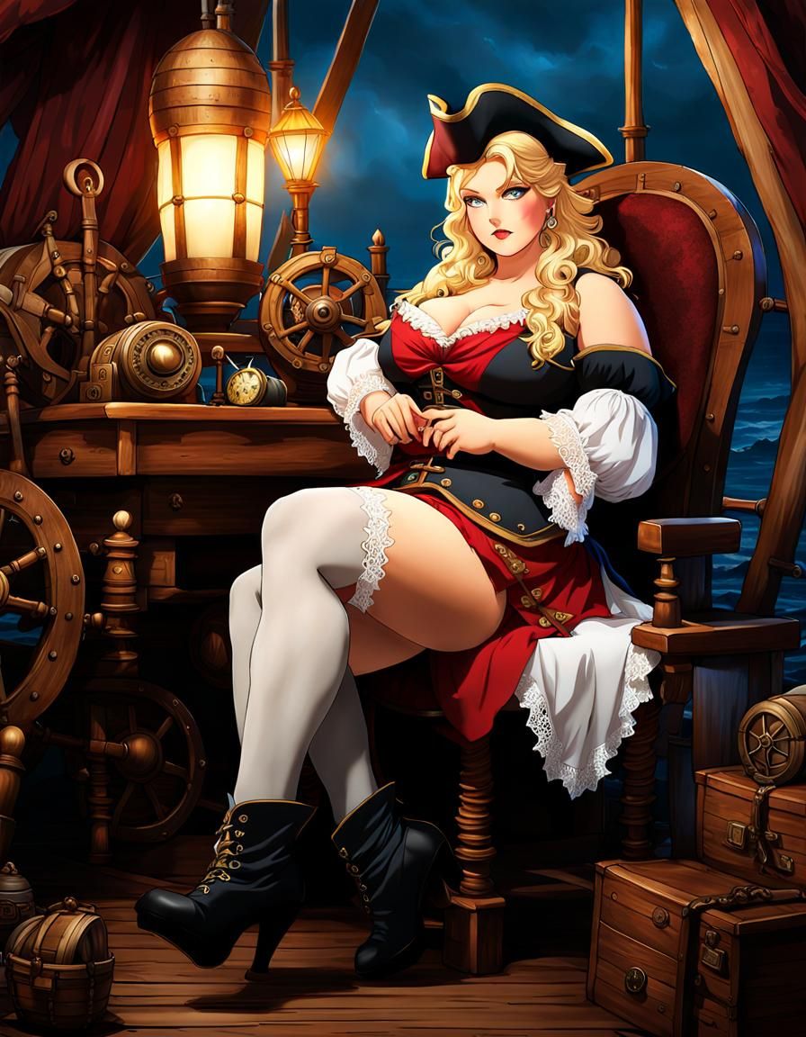 Plus Size Pirate Queen in Anime Style