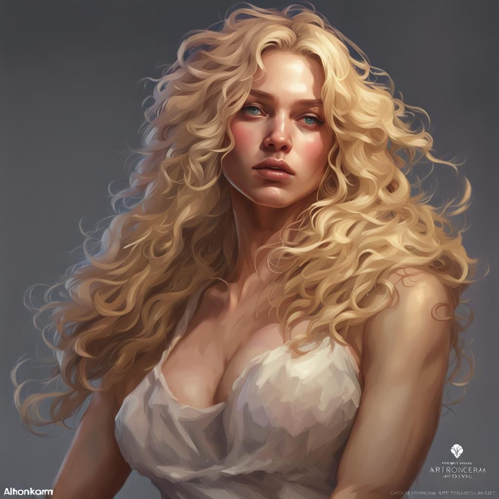 Nude Blonde Woman Portrait in Hyperdetailed Style