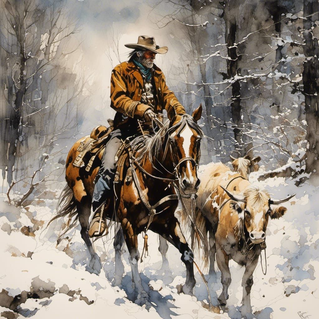 Cowboy in winter