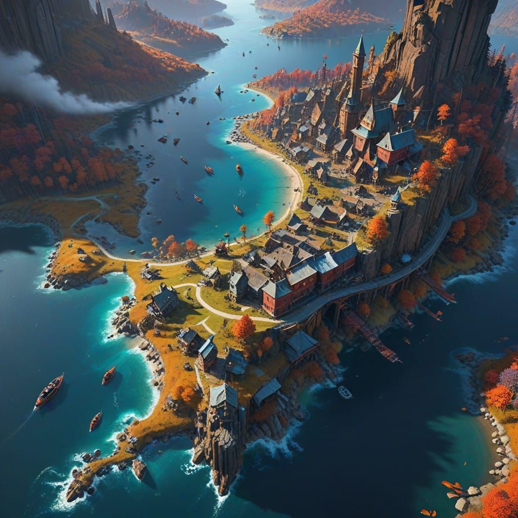 Epic Fantasy Map with Vibrant Explorations