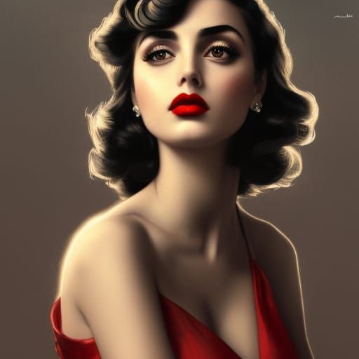 Glamorous 1920s Portrait of a Woman with Red Lips
