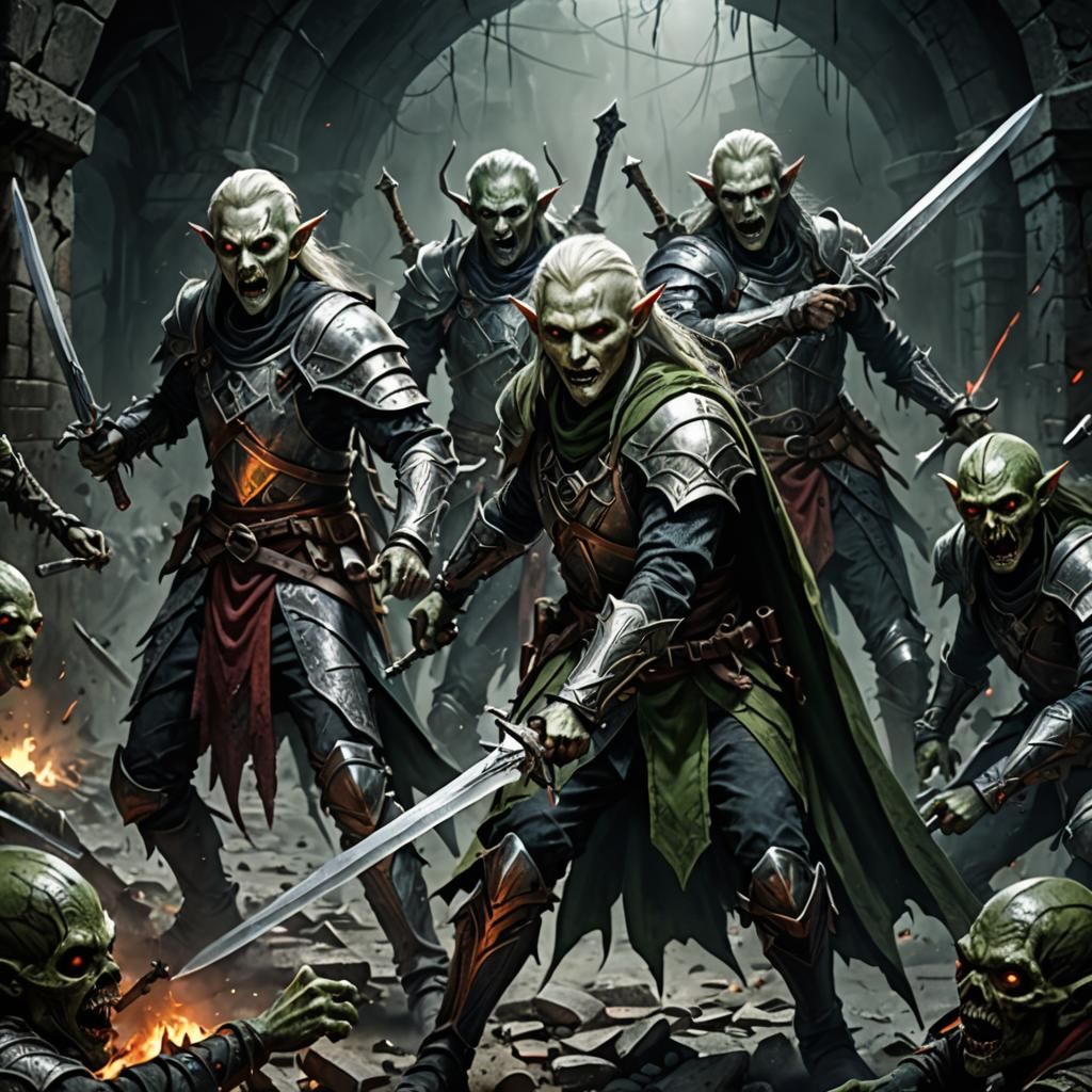 Fantasy Ruin Bloodbath in Cyberpunk Style