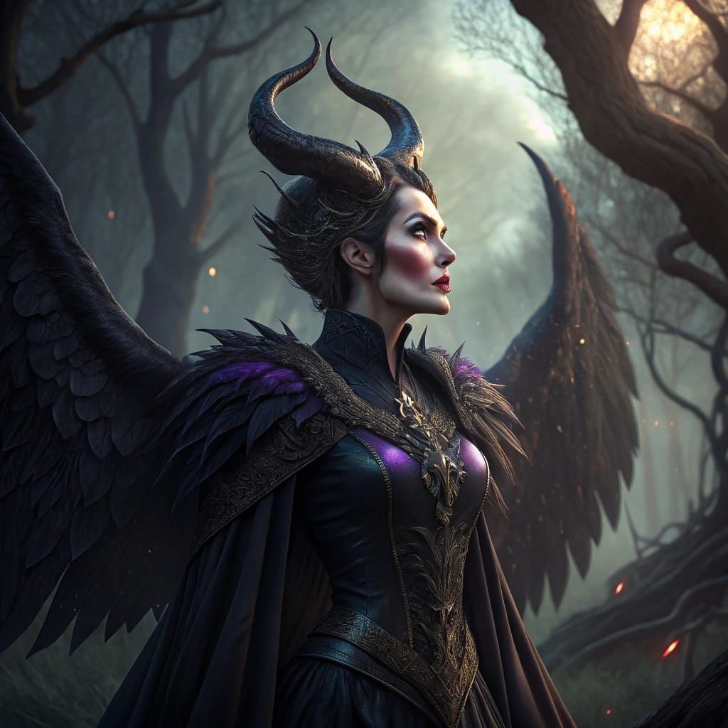 Ethereal Dark Fantasy Witch in Lavish Attire