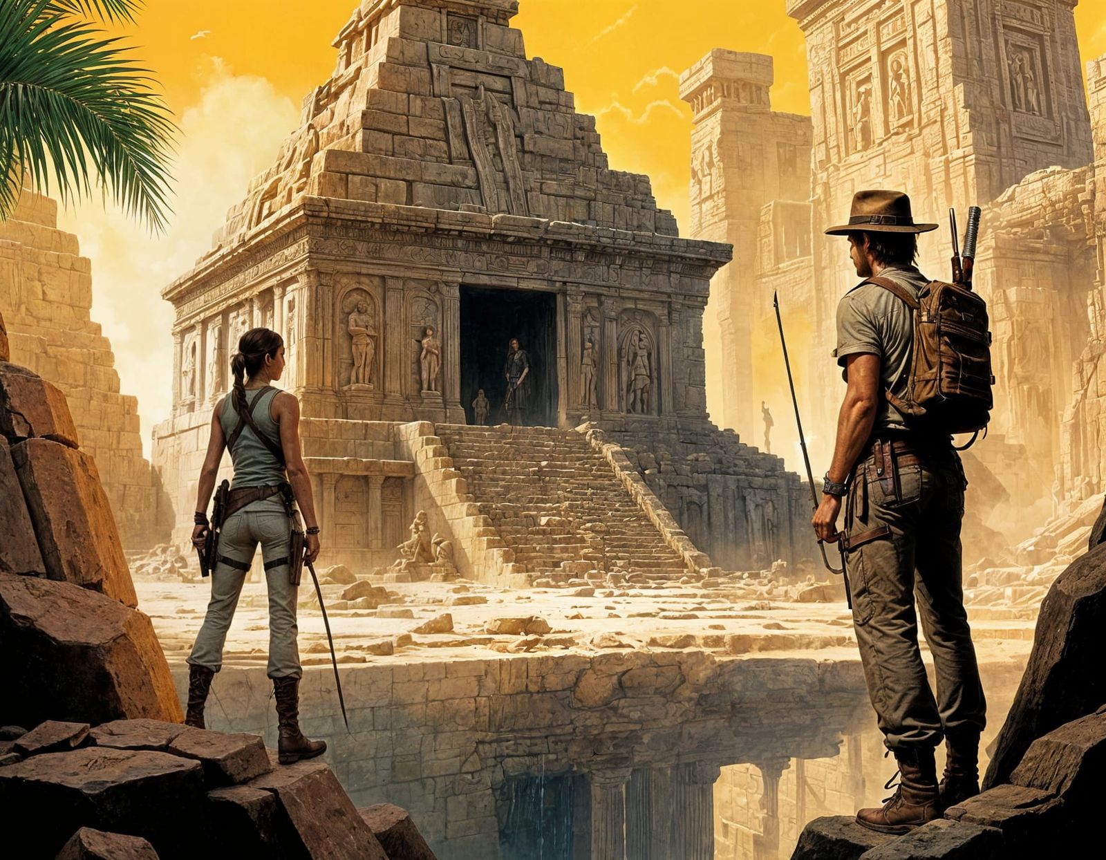 Lara Croft and Indiana Jones at Forgotten Temple
