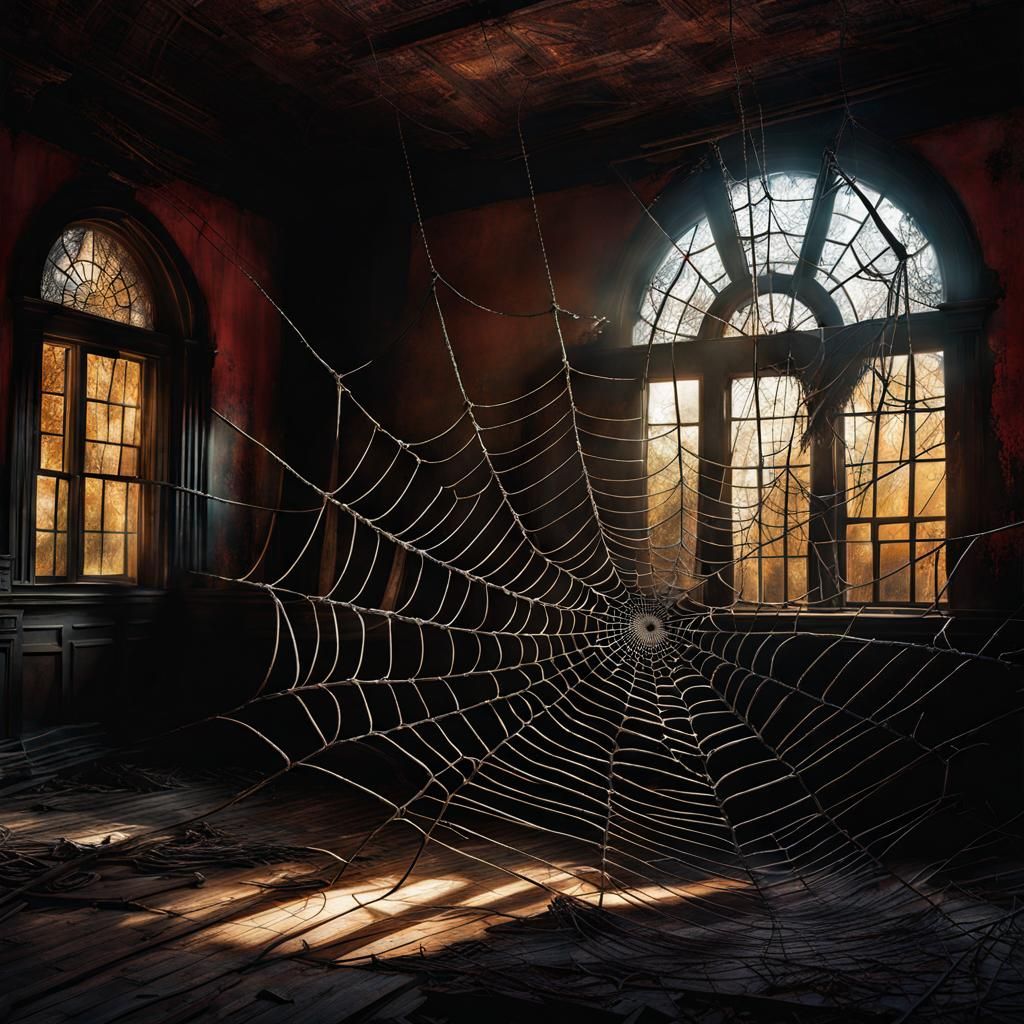 Eerie Spiderweb in Haunted House Concept Art