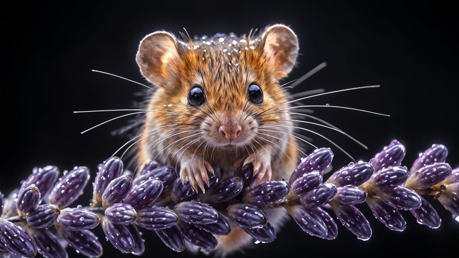 Mouse on Lavender in Diamond Painting Style