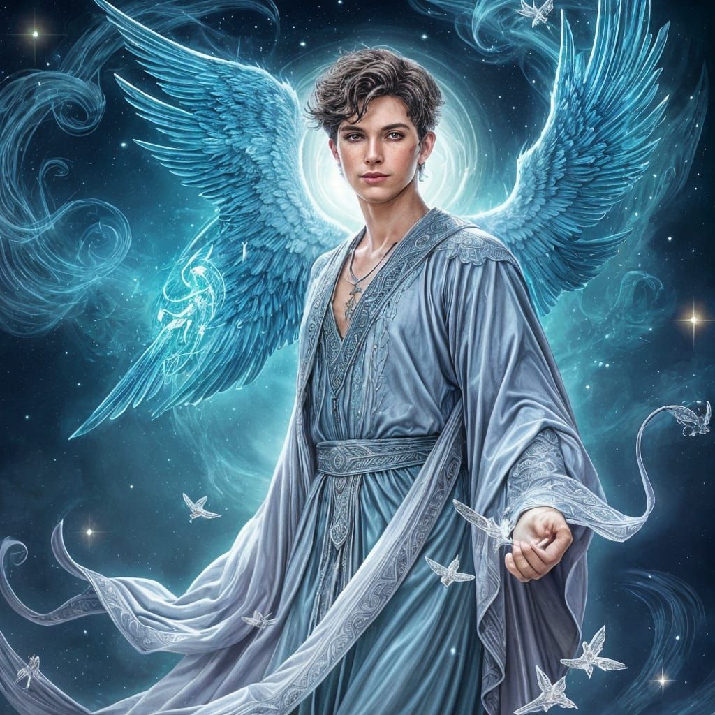 Celestial Entity Emerges in Vibrant Blues and Grays