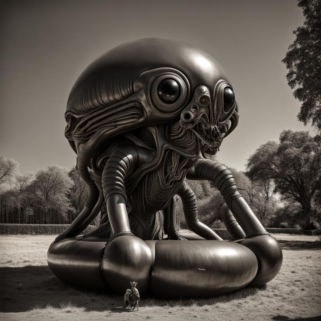 Biomechanical Alien on Orange Space Hopper