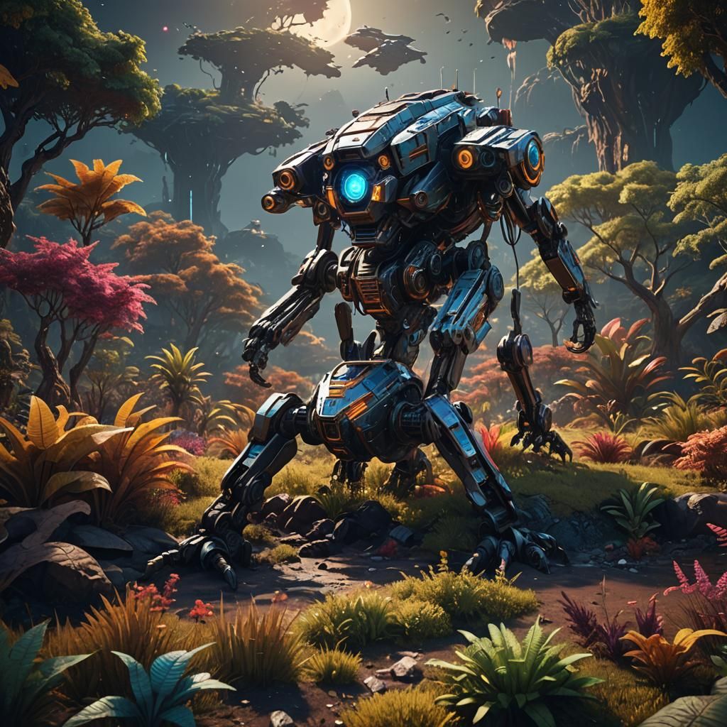 Night Flight on Planet Srft: Sci-Fi Landscape