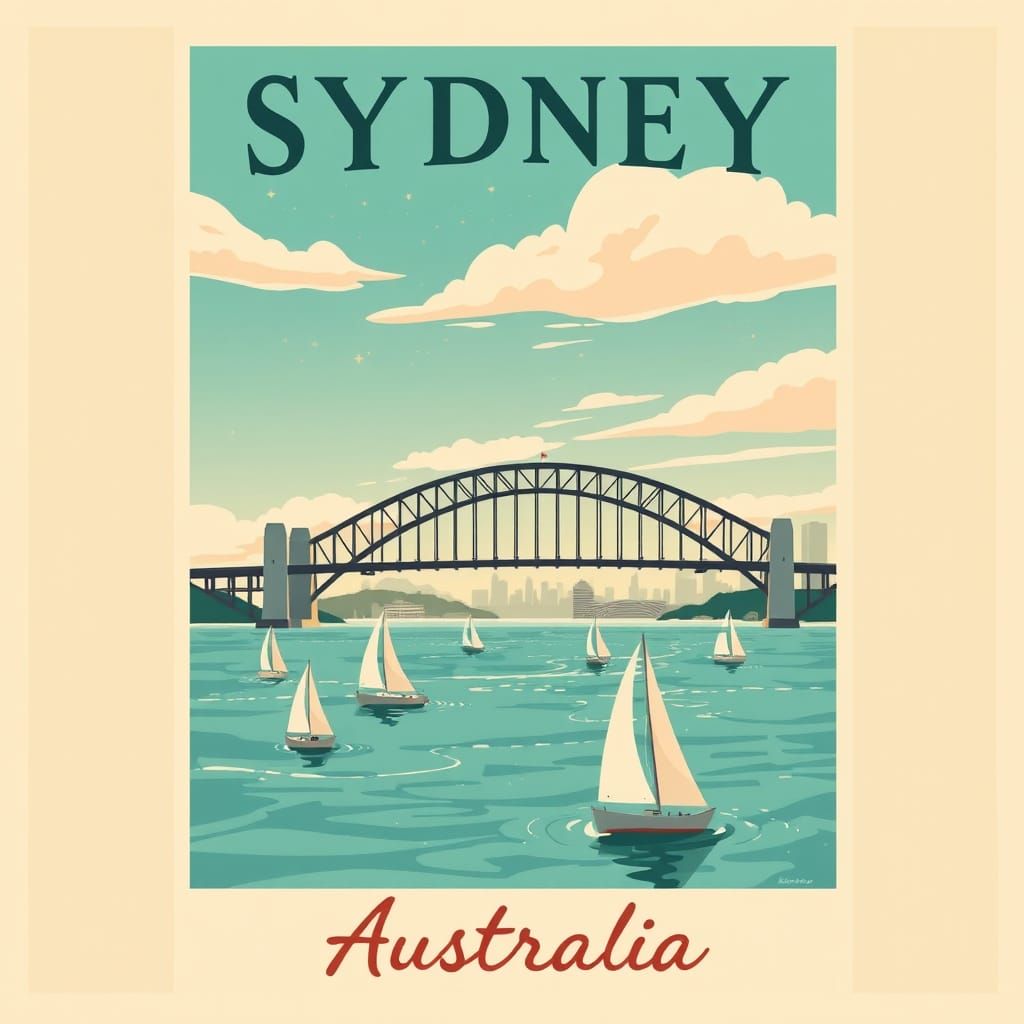 Vintage Travel Poster: Sydney Harbour Bridge