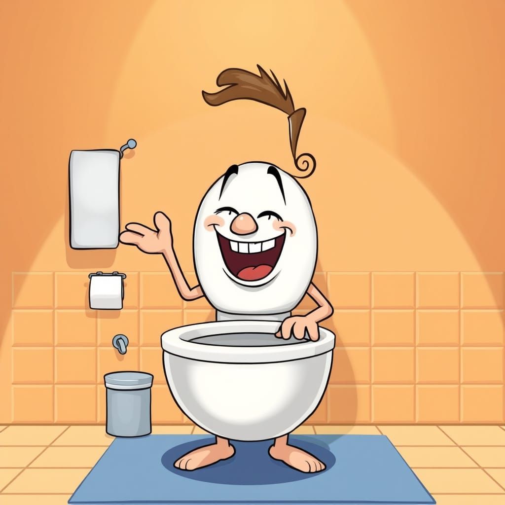 Comical Humanoid Toilet Standupper Laughs at His Own Joke in...