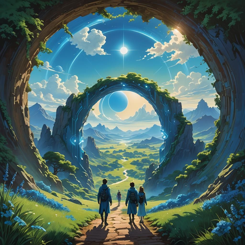 Blue Portal to Pastoral Planet: Digital Art