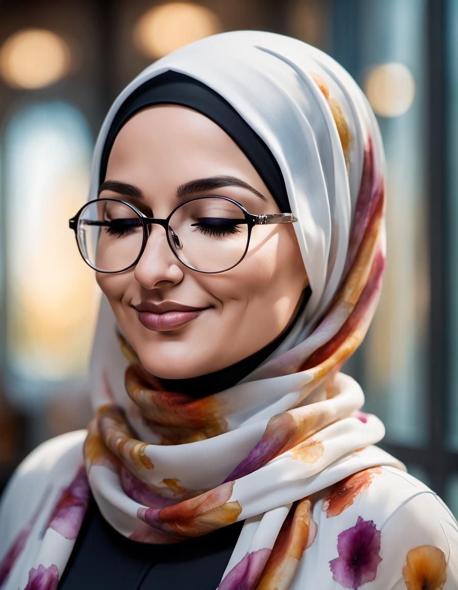 Hijabi Business Woman Portrait in Alcohol Ink Style