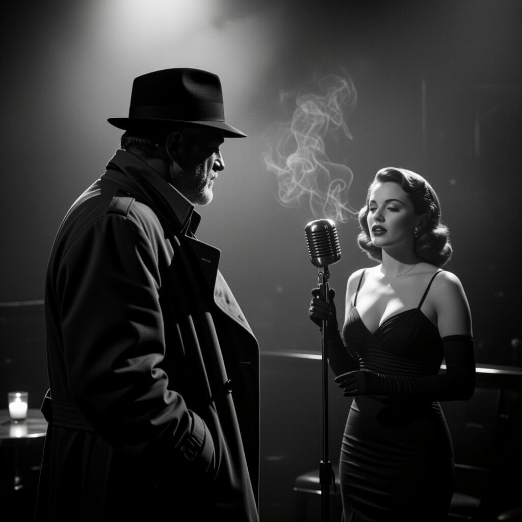 Film Noir Detective in Jazz Club